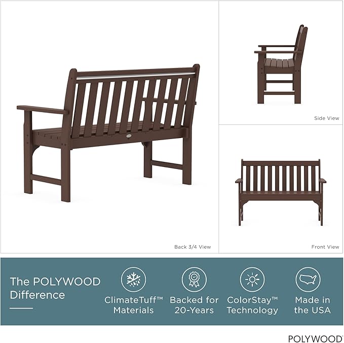 POLYWOOD GNB48MA Vineyard 48" Bench, Mahogany