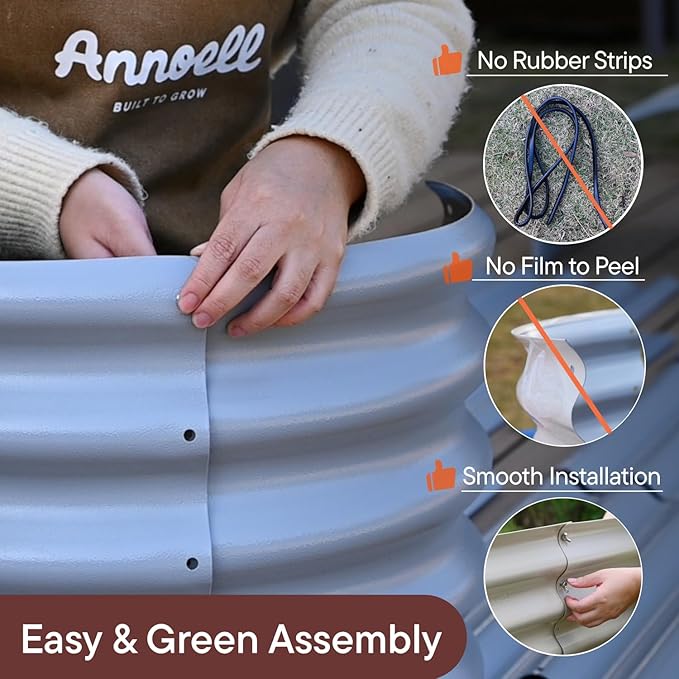 6-Pack Galvanized Raised Garden Bed 8x4x1.5 | 10x2x1.5 ft, 18" Tall Metal Planter Boxes Outdoor for Vegetable Herbs, Modular Raised Flower Bed for Gardening with Zn-Al-Mg Coated-Brooklyn Grey