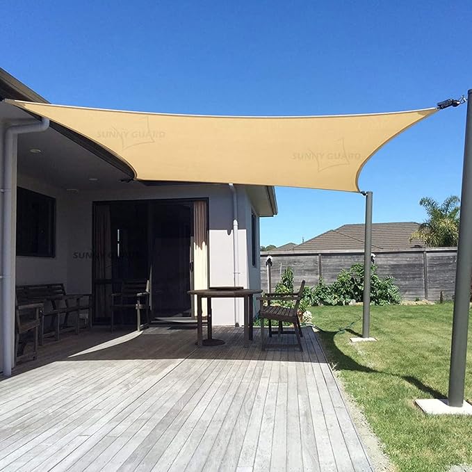 SUNNY GUARD Custom Size 9'x14' Sand Sun Shade Sail Rectangle UV Block Shade for Backyard Yard Patio Deck Garden(Customized)