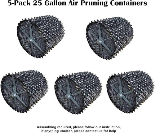 Air Pruning Containers, 25 Gallon Air Pruning Planters, 100 Liter 20" X 20" D/H Special Packing Interlocked Large Air Root Pruning Planters for Big Tree Grow Outdoor, Black, 5 Packs