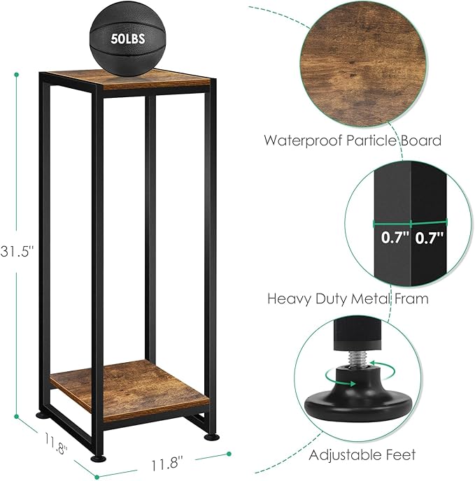 Plant Stand Indoor, 31.5'' Tall Wood Plant Stands Heavy Duty Pedestal Stand for Indoor Outdoor, Modern Corner Flower Stand for Patio, Living Room, Balcony