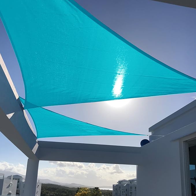 SUNNY GUARD Sun Shade Sail 12'x12'x12' Triangle Turquoise Blue UV Block Sunshade for Backyard Yard Deck Patio Garden Outdoor Activities and Facility(We Make Custom Size)