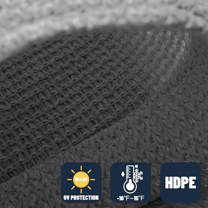 SUNNY GUARD Sun Shade Sail 12'x12'x12' Triangle Dark Grey UV Block Sunshade for Backyard Yard Deck Patio Garden Outdoor Activities and Facility(We Make Custom Size)