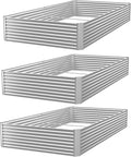 3 Pack Raised Beds for Gardening, Corrugated Galvanized Steel Raised Garden Bed, Outdoor Metal Above Ground Garden Bed for Vegetables and Flowers-36x18Inch(Rectangular)