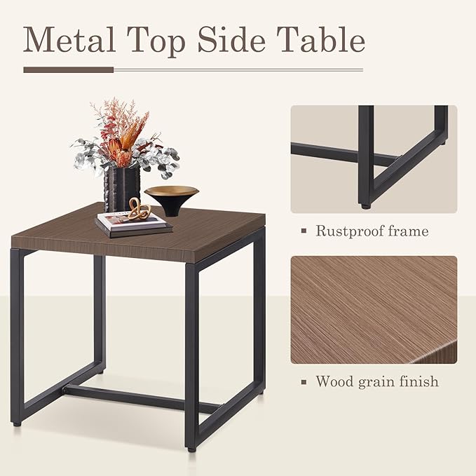 Belord Outdoor Bistro Set 3 Piece Outdoor Wicker Patio Chairs, Oversize Outdoor Rattan Seating Set, All-Weather Chairs Wicker Furniture with Metal Side Table and Removable Cushion for Outside, Brown