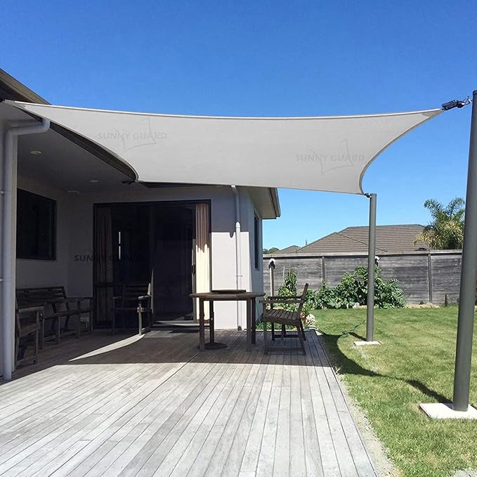 SUNNY GUARD Sun Shade Sail 12'x16' Rectangle Silver Grey UV Block Sunshade for Backyard Yard Deck Patio Garden Outdoor Activities and Facility(We Make Custom Size)