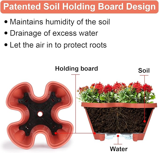 GameXcel Vertical Planter - 5 Tier Stackable Planter-Red