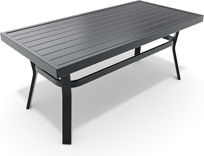 HOMREST Metal Outdoor Ottoman, 3-Piece Aluminum Footstool w/Removable Cushion, Multipurpose Footrest Stool with Coffee Side Table Additional Seating, Set of 3 Outdoor Ottomans for Patio Deck (Grey)