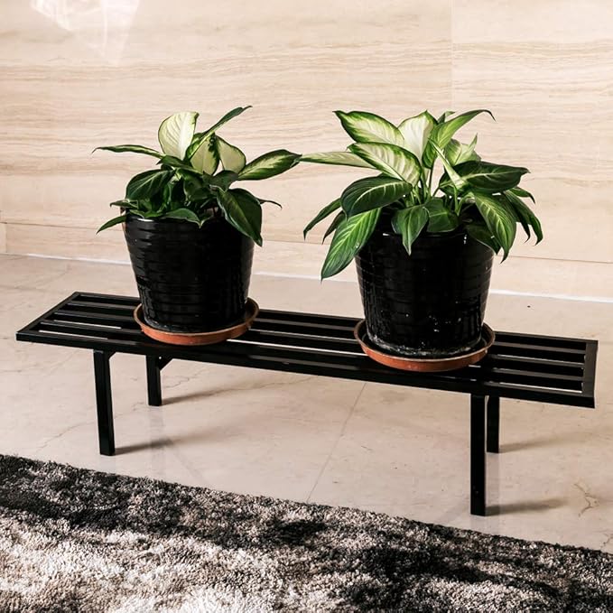 Zhongma One Tier Metal Plant Stand(45.67 L x 8.66 W x 7.9 H) Heavy Duty Plant Holder for Home, Window,Garden, Plant Lovers, Display Stand …