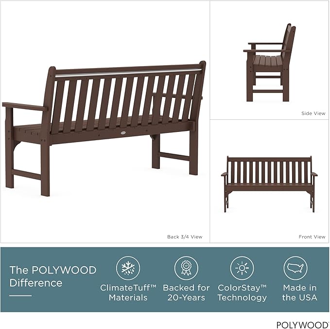 POLYWOOD GNB60MA Vineyard 60" Bench, Mahogany