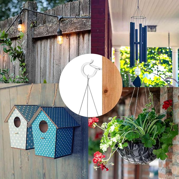 48 PCS Q-Hanger Hooks, Screw Hooks for Outdoor String Lights, Safety Buckle Design Cup Eye Hook for Hanging Christmas Lights, Plants, Mounted on Wall Ceiling, Include 1 Wing Nut Driver, White