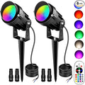 Low Voltage Landscape Lighting,12V-24V RGBW Color Changing Landscape Lights IP67 Waterproof Landscape Spotlights for Garden Yard Holiday Halloween Christmas Decor (2 Pack)