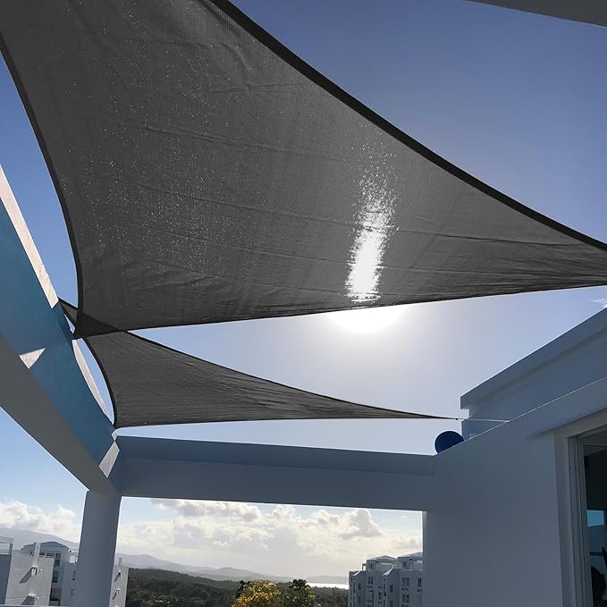 SUNNY GUARD Custom Size 15'x15'x21.2'Graphite Grey Sun Shade Sail Right Triangle UV Block Shade for Backyard Yard Patio Deck Garden(Customized)