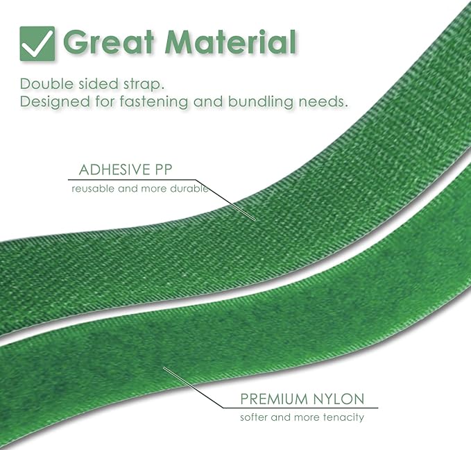 Garden Tie Green Tape, Plant Supports, Gentle On Plants (65.6ft × 0.6 inch, 1 roll, Green)