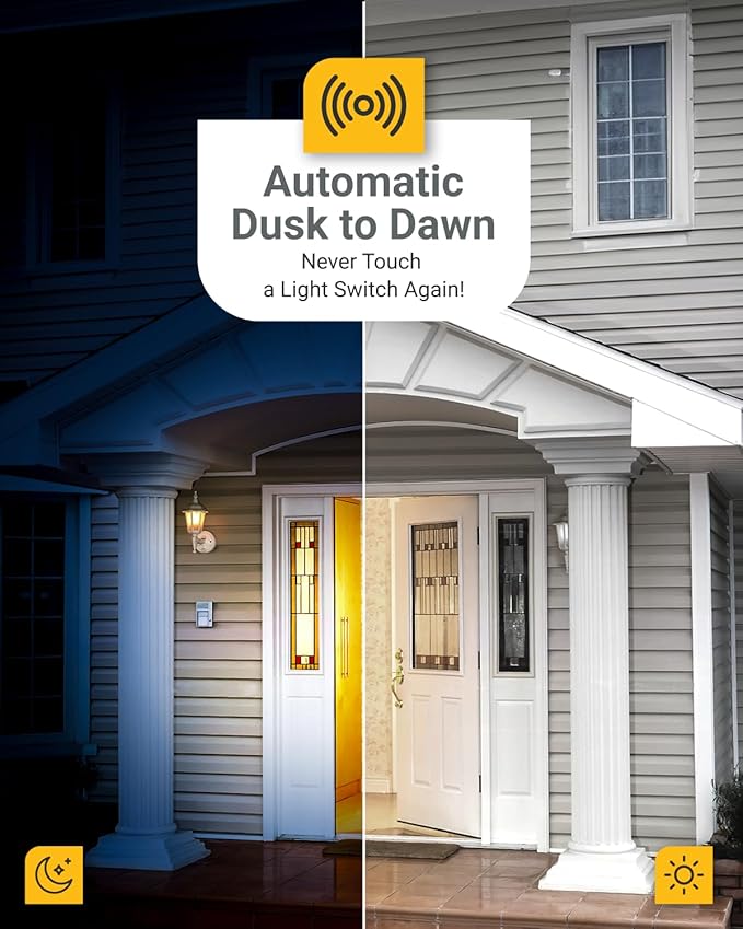 Sunco 6 Pack Dusk to Dawn LED Outdoor Light Bulb B11, Edison Filament Candelabra Bulbs for Porch Lighting, 500 LM, 5W (40W Equivalent), 3000K Warm White, E12 Base, Photocell Sensor UL