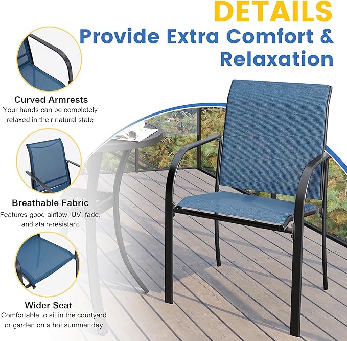VICLLAX Patio Table and Chair Set of 10, All Weather Metal Round Outdoor Dining Furniture Set-59.9" Round Outdoor Table and Chairs, Black Tabletop