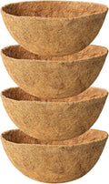 20 Inch 4 Pack Natural Coconut Husk Fiber Liners for planters Round Coco Replacement Liners for Hanging Flower Basket Planter Large Coco Coir Pots for Outdoor Garden
