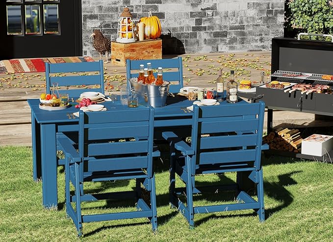 GREENVINES Outdoor Dining Chairs Set of 2 | HDPE | Patio Chair | All-Weather | Blue
