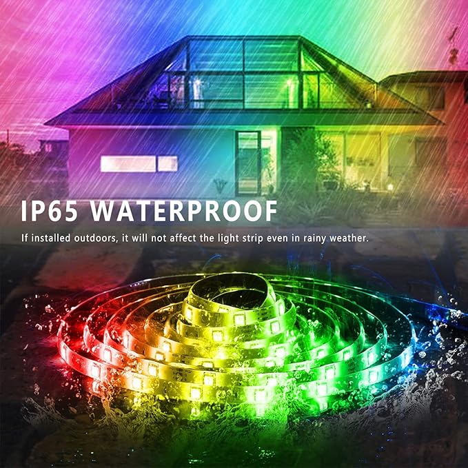 398ft (2*199ft) Outdoor Led Strip Lights Waterproof, Ip68 Outside Led Light Strip Waterproof with Remote and App Control, Exterior Led Rope Lights Music Syne RGB Strip Lights for Party Decor