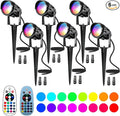 Christmas Landscape Lights 12W RGBW Outdoor Spot Lights for Yard, Low Voltage LED Landscape Spotlight with Remote Control, IP65 Waterproof Yard Spotlgiht for Lawn, Garden, 6 Pack