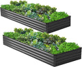 2PCS 8x4x1ft Galvanized Raised Garden Bed Kit,Metal Planter Box for Vegetables,Flowers,Herbs Durable Rust-Resistant Patio Gardening Beds,Black