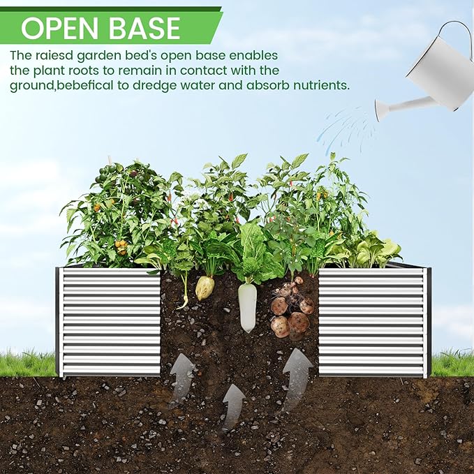 FRIZIONE 3pcs Tall 4x2x1.5ft Galvanized Raised Garden Bed Outdoor,Steel Garden Bed for Vegetables,Above Ground Garden Box for Flower,Metal Raised Beds for Gardening