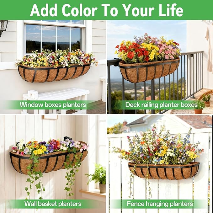 ZeeDix 30 Inch Trough Coconut Liners for Planters - 100% Natural Coconut Coir Fiber Planter Liners Replacement for Window Boxes, Wall Baskets, Deck Flower Boxes, Garden Railing Fence Troughs (2-Pack)