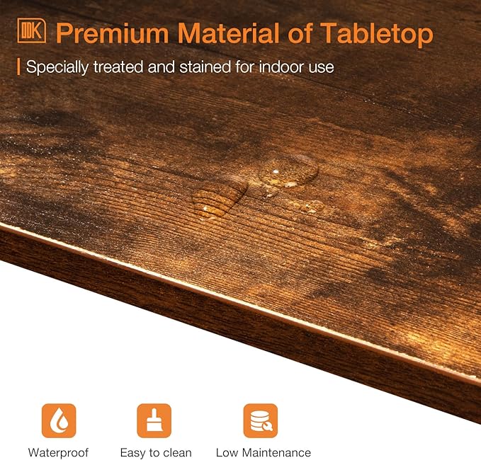 ODK 54 Inch Bar Table, Bar Height Pub Table, Counter Height Bar Table, Rectangular High Top Kitchen & Dining Counter Tables with Sturdy Legs & Easy-to-Clean Top, Indoor use, Rustic Brown