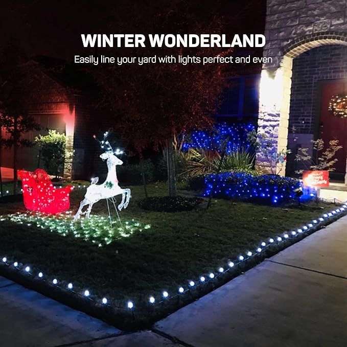 Christmas Light Yard Stakes [Set of 50] Outdoor Light Stakes - 8.5" Tall - Universal Christmas Pathway Lights On Yards, Driveways - Christmas Yard Stakes - USA Made