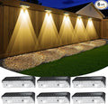 Solar Fence Lights Outdoor, 6 Pack IP65 Waterproof Fence Lights Solar Powered with Ultra-Bright LED Lens, 9 Color Modes, 12+ Hours Steady Glow for Deck/Backyard/Patio/Pool/Wall - Black