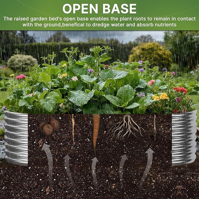 2 PCS Tall 6x3x1.5ft Galvanized Raised Garden Bed Outdoor, Metal Garden Bed for Vegetables, Above Ground Garden Box for Flower, Steel Raised Beds for Gardening