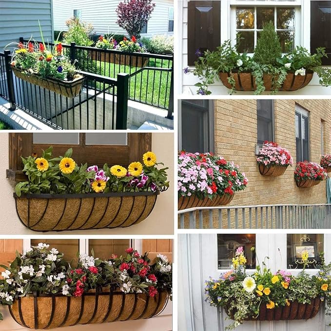 2 pcs Trough Coco Liner 48 inch Wall Planter Replaceable Coco Liner for Window Box, Fence Flower Baskets
