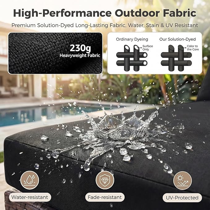 NICESOUL 8 Seater Modern Outdoor Seating Group, Plus Size Big Wicker Patio Modular Sectional with Ottoman, 29.3'' High Back Comfy Conversation Sets for Outside, Brown Rattan and Black Cushion
