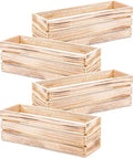 Wood Planter Box with Wine Crate Styled, 12x4 Inch Rectangular, Whitewash, Plastic Liner, Garden Centerpiece Display, Wedding Flowers Holder, Home and Venue Decor (12x4 Wine Crate Set of 4, Whitewash)