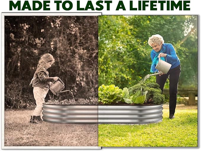 Plant & Plot Galvanized Raised Garden Beds Outdoor // 8×4×1 ft (2-Pack) Planter Raised Beds for Gardening, Vegetables, Flowers // Large Metal Garden Box // Patented Tool-Free Design (Silver)