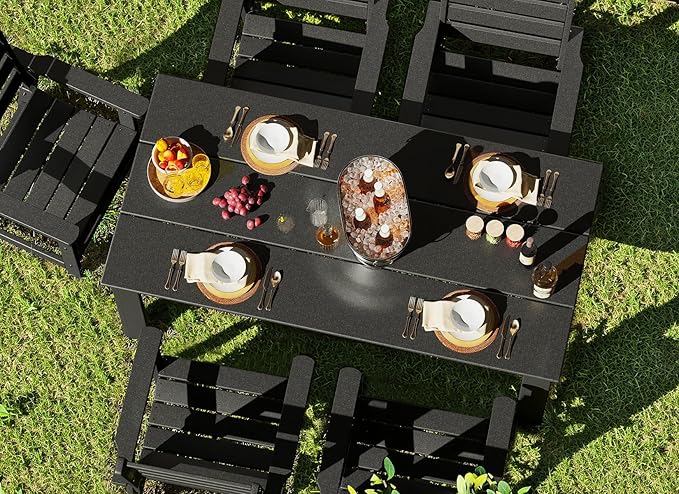GREENVINES Outdoor Dining Chairs Set of 2 | HDPE | Patio Chair | All-Weather | Black
