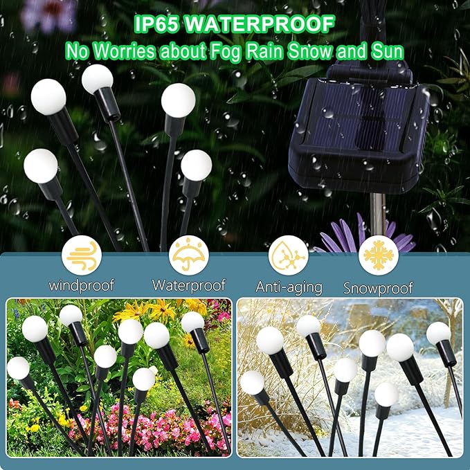 Kohlrabi Solar Garden Lights Outdoor, 4 Pack 40 LED Solar Pink Firefly Lights Waterproof, Starburst Wind Swaying Light for Outside Yard Patio Planter Flower Bed Walkway Christmas Decoration