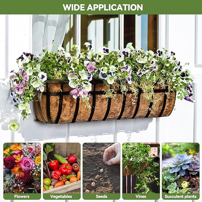 3Pcs Trough Coco Liner 30" Coco Coir Liners for Planters, Liners for Window Boxes Liners, Wall Basket Planters, Railing Hanging Baskets, Garden Planter Baskets