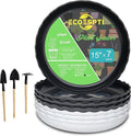 Plant Saucer, 7 Pack 8 10 12 14 15 Inch Durable Plastic Plant Trays for Pots, White & Black Round Plant Pot Saucers, Drip Tray for Indoor and Outdoor Garden (15", for 12 13 Inch Pot)
