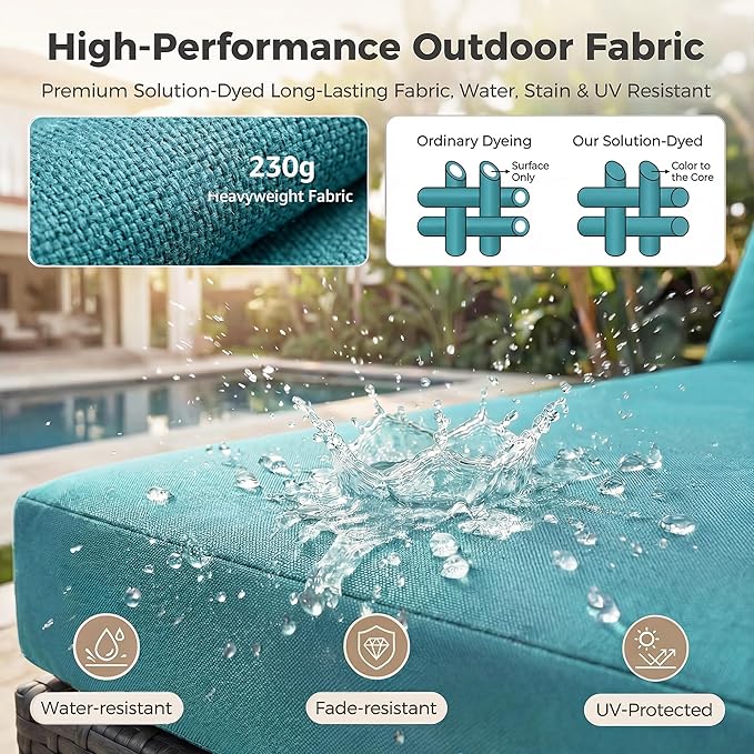 NICESOUL 8 People Outdoor Seating Furniture, 29.3'' High Back Comfortable Wicker Patio Sectional Sofas with Ottoman, Deep Seats Oversized Conversations for Exteriors, 2 Color Cushion Turquoise & Gray