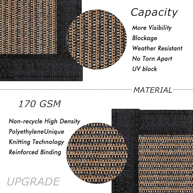 UPGRADE Privacy Fence Screen 6'x27' Brown Outdoor 90% Visibility Blockage 170 GSM Mesh Shade Cover Panels for Backyard,Balcony,Home Decoration with Zip Ties,Customized Avaliable