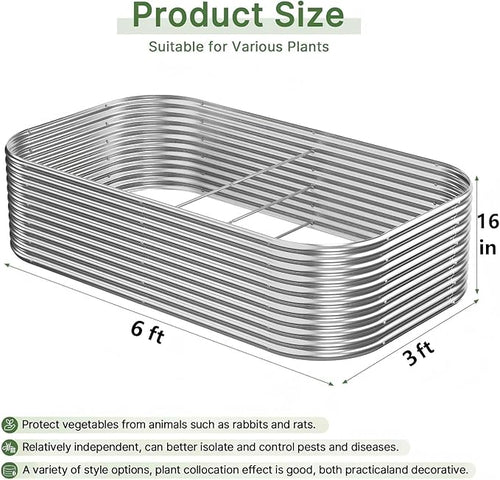 2 PCS Tall 6x3ft Galvanized Raised Garden Bed Outdoor, Metal Garden Bed for Vegetables, Above Ground Garden Box for Flower, Steel Raised Beds for Gardening