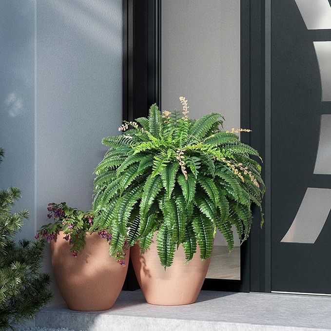 128 Leaves Fake Ferns, Large Artificial Boston Fern, Faux Fern Plants for Home, Office, Garden Indoor Outdoor Decoration(49 inch,1pack)