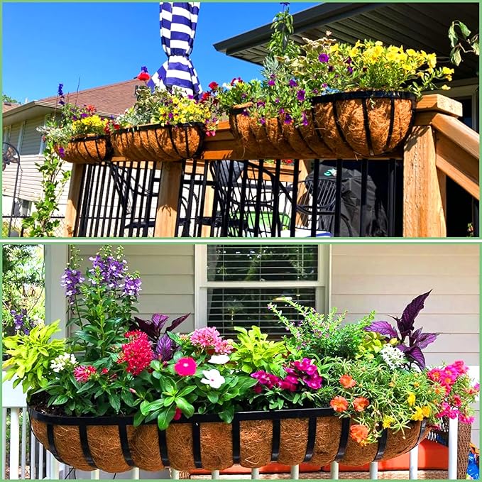 Coco Liners for Planters - 2 Pack 30 Inch Trough Coconut Liners for Planters, Window Box Coco Liners, 100% Natural Coconut Fiber Liners for Wall Hanging Basket, Window Box, Fence Baskets