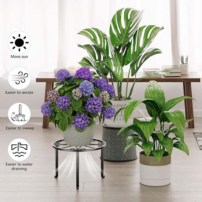 5 Pack Metal Plant Stand Heavy Duty Metal Plant Shelf for Multiple Plants Anti-Rust Iron Flower Pot Stand Holder for Home Garden