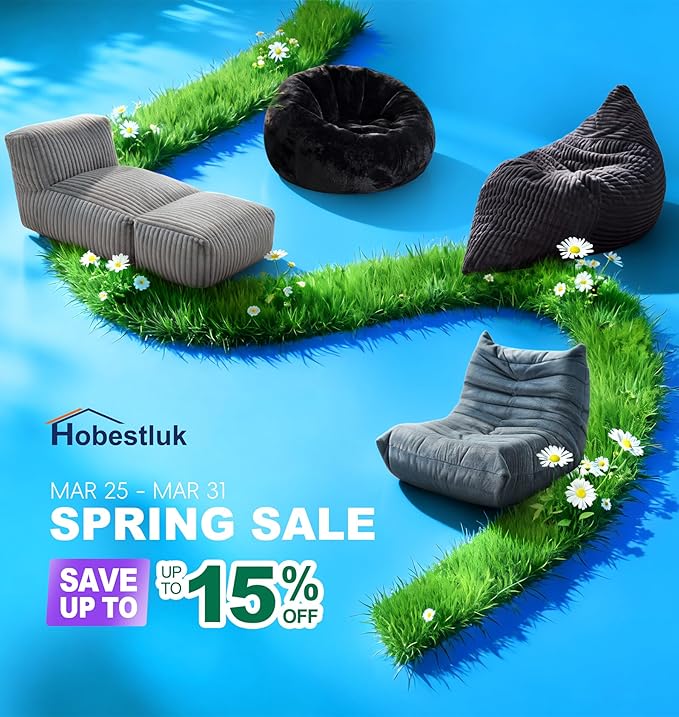 Hobestluk Bean Bag Chair Big Bean Bag Lounger for Adults Bean Bag Couch with Memory Foam Filled for Living Room, Bedroom or Balcony (Chevron Plush Grey)