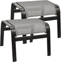 Outdoor Foot Rest for Patio Ottomans Metal Seat Patio Footstools Furniture Outside Stools Small Chair 2 Set Grey, 2 Pack-grey, 22inch*20inch*17inch