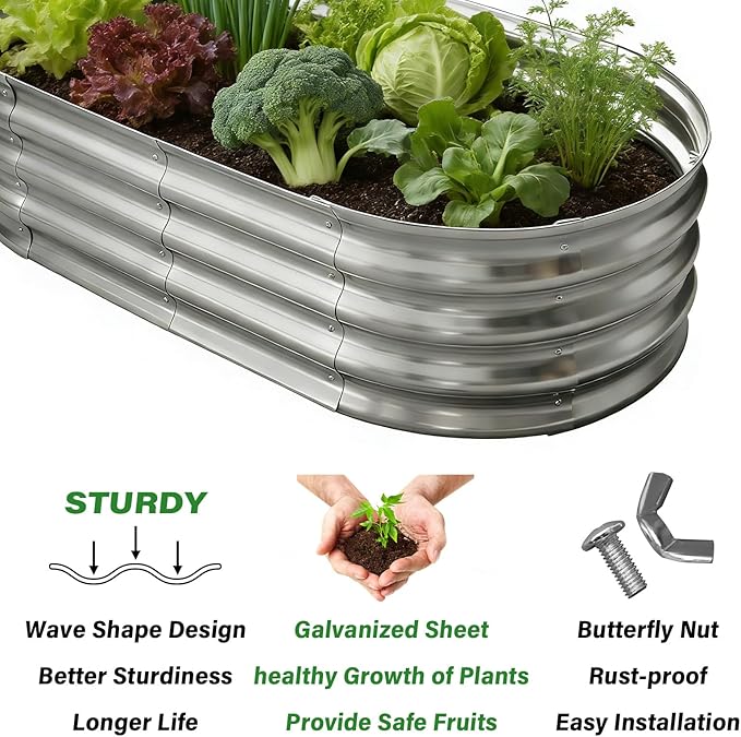 Galvanized Raised Garden Bed for Outdoor: 4X2X1ft Durable Metal Vegetable Plant Container Kit（2 Pack）