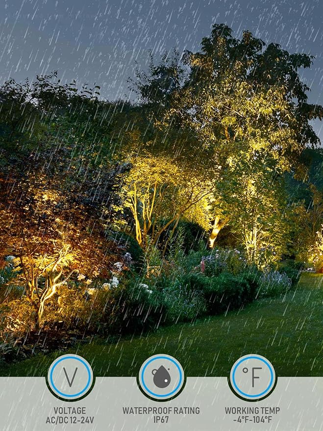 LEONLITE Dia. 4 Inch Well Lights Landscape LED In Ground, Shielded Top, 3000K Warm White, 12-24V AC/DC CRI90 Low Voltage Garden Landscaping, Rock Color Aluminum Housing, Pack of 6