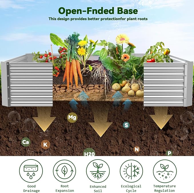 4 Pack Raised Beds for Gardening, Corrugated Galvanized Steel Raised Garden Bed, Outdoor Metal Above Ground Garden Bed for Vegetables and Flowers-4x2FT(Rectangular)